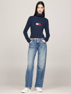 Swetry Z Golfem|Swetry*Tommy Hilfiger Sweter Z Golfem Z Mieszanki Wełny DARK NIGHT NAVY MELANGE