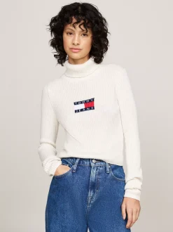 Swetry Z Golfem|Swetry*Tommy Hilfiger Sweter Z Golfem Z Mieszanki Wełny ANCIENT WHITE MELANGE