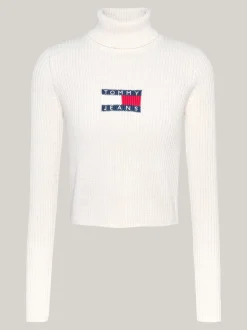 Swetry Z Golfem|Swetry*Tommy Hilfiger Sweter Z Golfem Z Mieszanki Wełny ANCIENT WHITE MELANGE