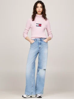 Swetry Z Golfem|Swetry*Tommy Hilfiger Sweter Z Golfem Z Mieszanki Wełny BALLET PINK MELANGE
