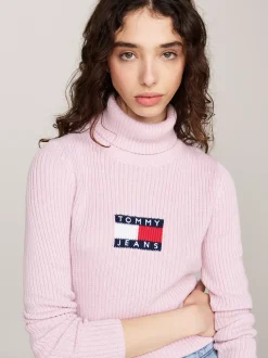 Swetry Z Golfem|Swetry*Tommy Hilfiger Sweter Z Golfem Z Mieszanki Wełny BALLET PINK MELANGE