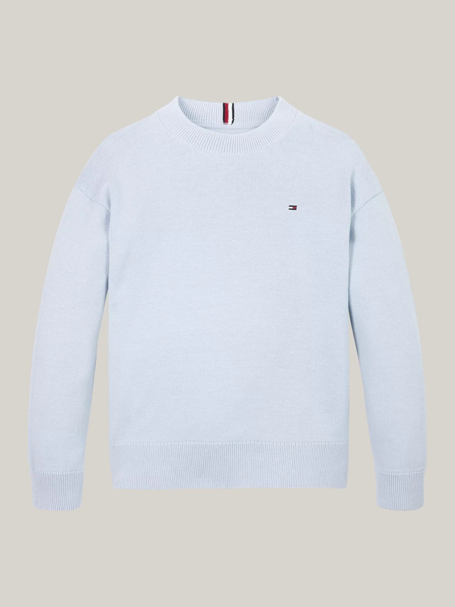 Dzianina*Tommy Hilfiger Sweter Z Haftem Z Flagą I Okrągłym Dekoltem BREEZY BLUE