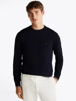 Swetry Z Okrągłym Dekoltem|Swetry*Tommy Hilfiger Sweter Z Jedwabiu Z Okrągłym Dekoltem DESERT SKY