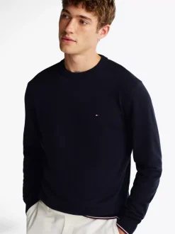 Swetry Z Okrągłym Dekoltem|Swetry*Tommy Hilfiger Sweter Z Jedwabiu Z Okrągłym Dekoltem DESERT SKY