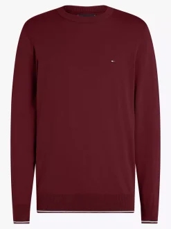 Swetry Z Okrągłym Dekoltem|Swetry*Tommy Hilfiger Sweter Z Jedwabiu Z Okrągłym Dekoltem DEEP ROUGE