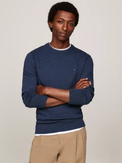 Swetry Z Okrągłym Dekoltem|Swetry*Tommy Hilfiger Sweter Z Kaszmirem AEGEAN SEA HEATHER