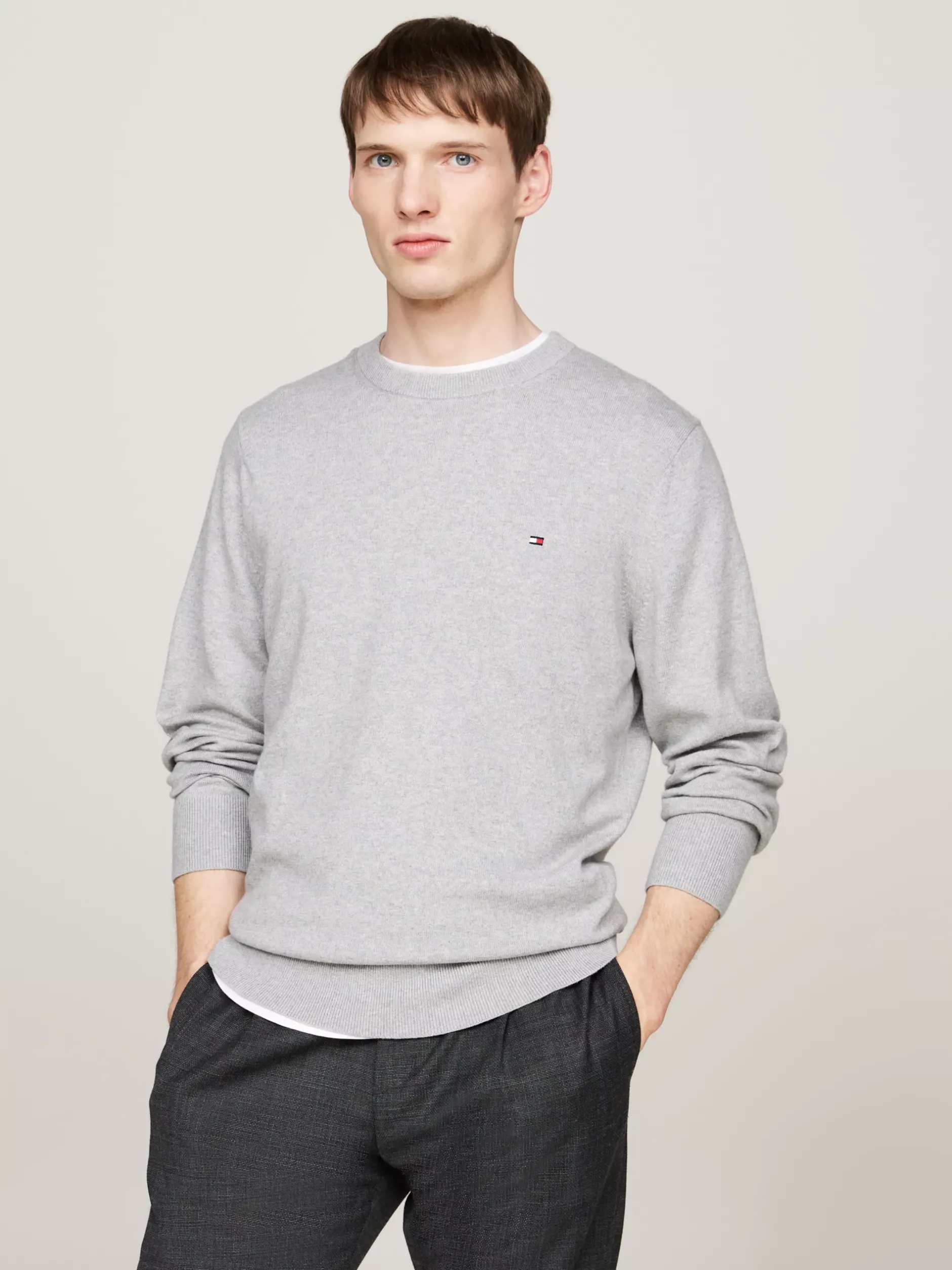 Swetry|Dzianina*Tommy Hilfiger Sweter Z Kaszmirem LIGHT GREY HEATHER