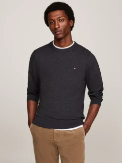 Swetry Z Okrągłym Dekoltem|Swetry*Tommy Hilfiger Sweter Z Kaszmirem DARK GREY HEATHER