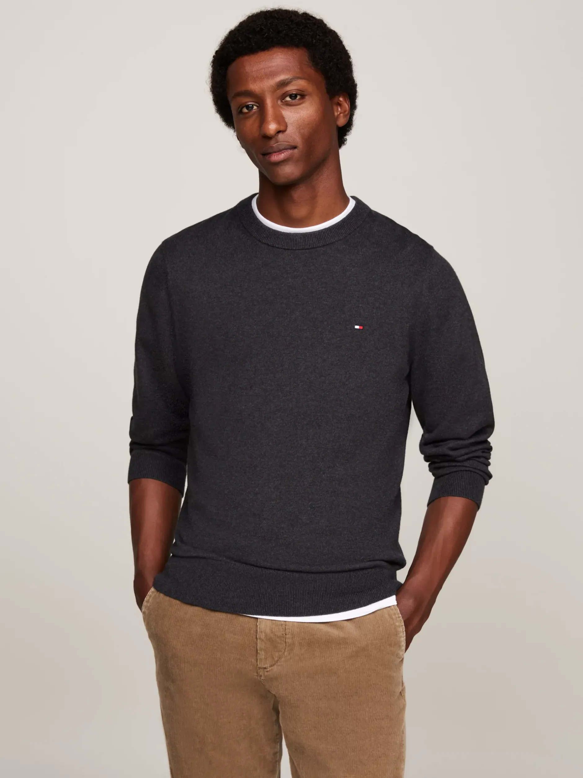 Swetry Z Okrągłym Dekoltem|Swetry*Tommy Hilfiger Sweter Z Kaszmirem DARK GREY HEATHER