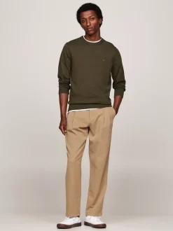 Swetry Z Okrągłym Dekoltem|Swetry*Tommy Hilfiger Sweter Z Kaszmirem ARMY GREEN