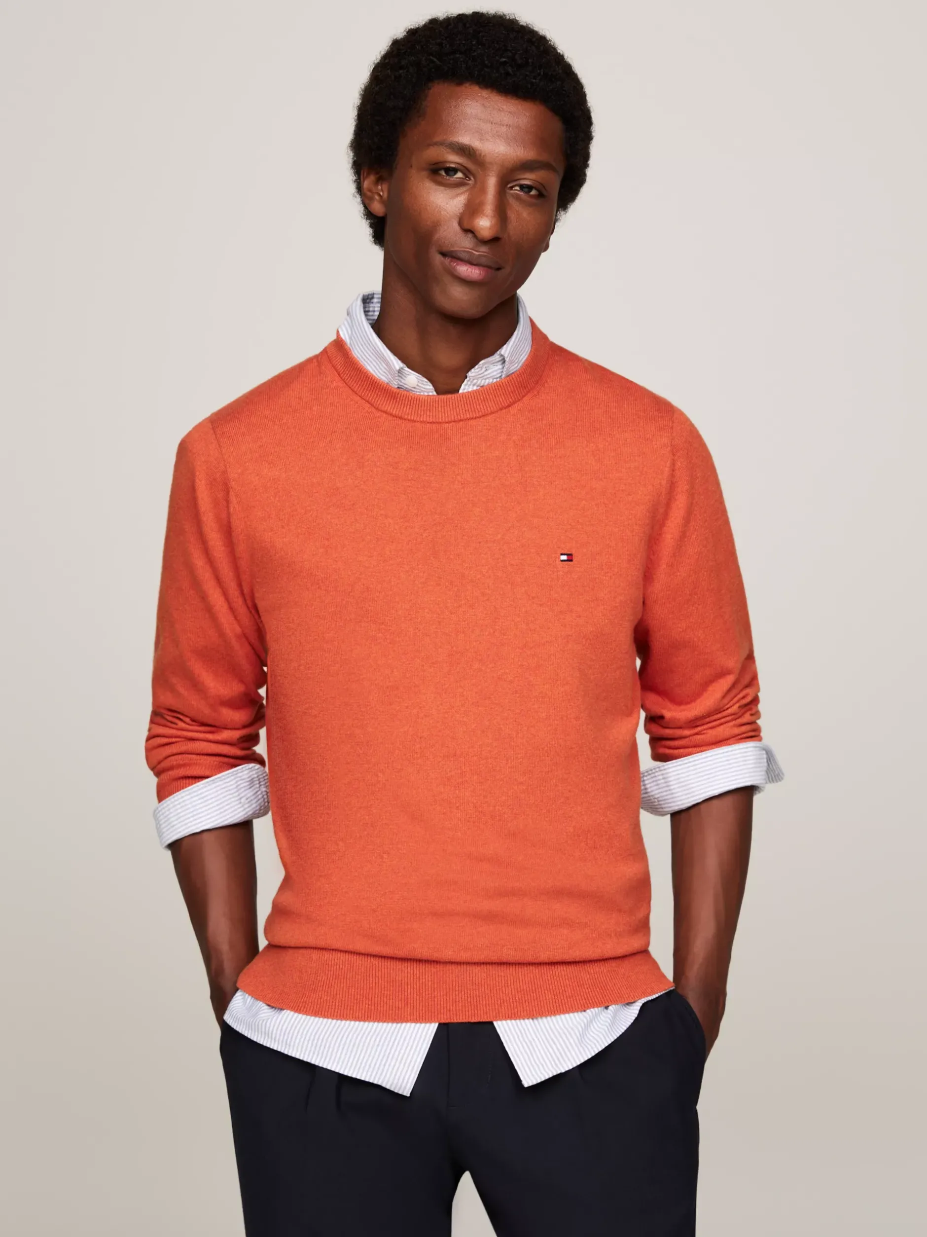 Swetry Z Okrągłym Dekoltem|Swetry*Tommy Hilfiger Sweter Z Kaszmirem ORANGE THUNDER HEATHER