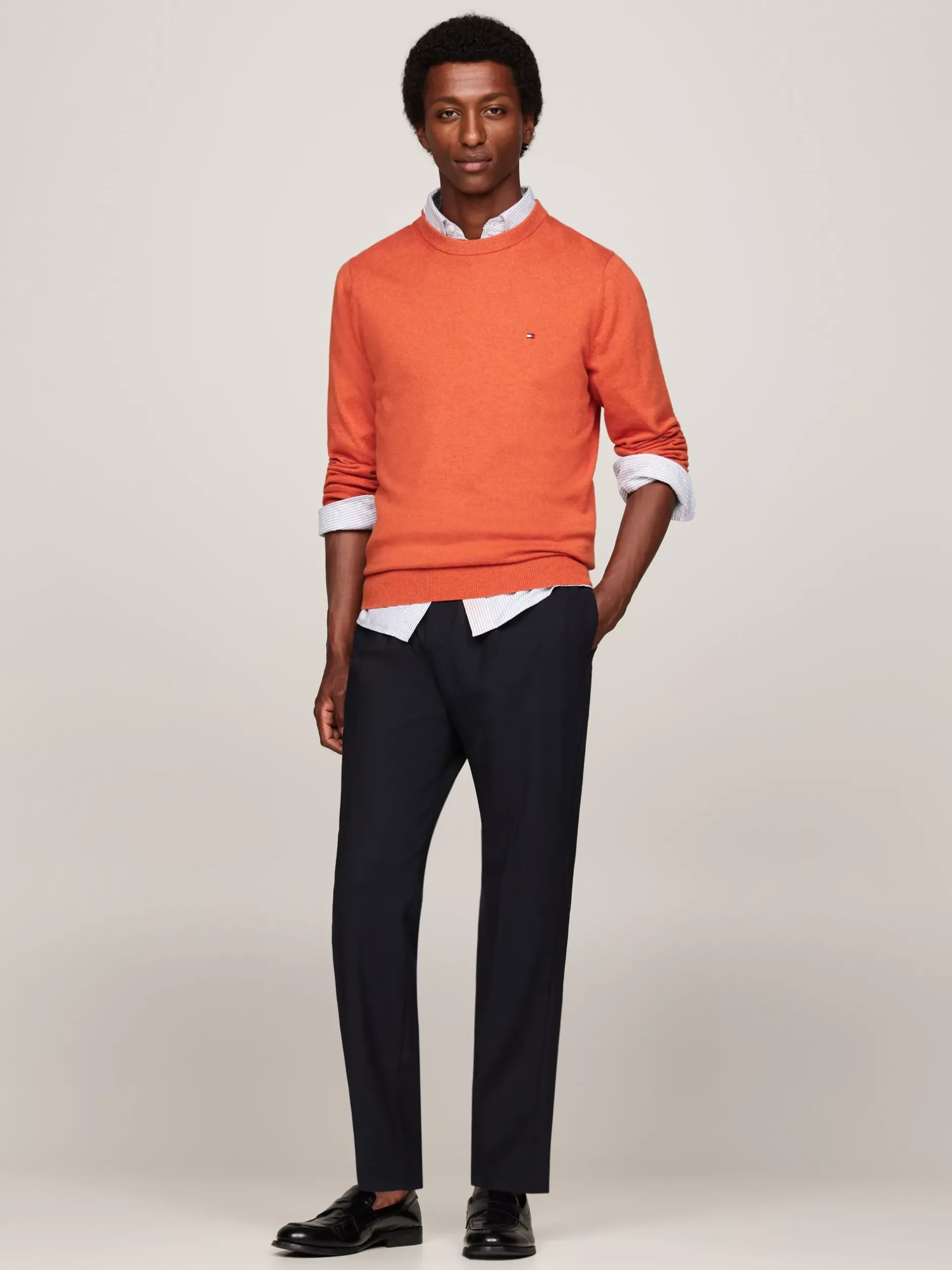 Swetry Z Okrągłym Dekoltem|Swetry*Tommy Hilfiger Sweter Z Kaszmirem ORANGE THUNDER HEATHER
