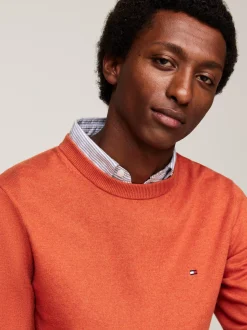 Swetry Z Okrągłym Dekoltem|Swetry*Tommy Hilfiger Sweter Z Kaszmirem ORANGE THUNDER HEATHER