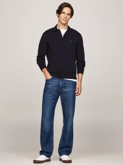 Swetry|Dzianina*Tommy Hilfiger Sweter Z Kaszmiru Z Kołnierzykiem Polo DESERT SKY