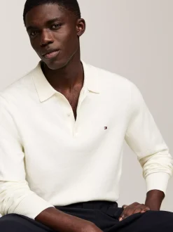 Swetry|Dzianina*Tommy Hilfiger Sweter Z Kaszmiru Z Kołnierzykiem Polo IVORY