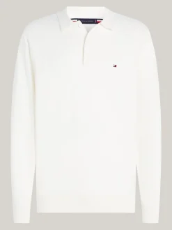 Swetry|Dzianina*Tommy Hilfiger Sweter Z Kaszmiru Z Kołnierzykiem Polo IVORY