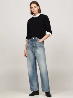 Swetry|Dzianina*Tommy Hilfiger Sweter Z Kaszmiru Z Okrągłym Dekoltem BLACK