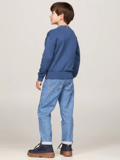 Dzianina*Tommy Hilfiger Sweter Z Kolekcji Essential Z Haftem Z Flagą AEGEAN SEA