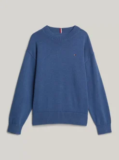 Dzianina*Tommy Hilfiger Sweter Z Kolekcji Essential Z Haftem Z Flagą AEGEAN SEA