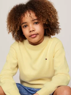 Dzianina*Tommy Hilfiger Sweter Z Kolekcji Essential Z Haftem Z Flagą LEMON ZEST