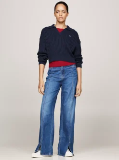 Swetry|Dzianina*Tommy Hilfiger Sweter Z Kołnierzem Rugby DARK NIGHT NAVY MELANGE
