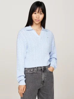 Swetry|Dzianina*Tommy Hilfiger Sweter Z Kołnierzem Rugby VESSEL BLUE MELANGE