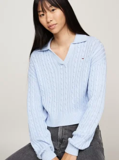Swetry|Dzianina*Tommy Hilfiger Sweter Z Kołnierzem Rugby VESSEL BLUE MELANGE