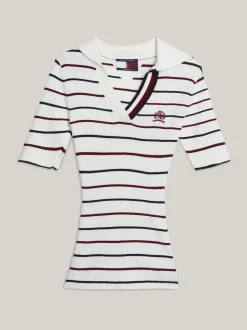 Swetry|Dzianina*Tommy Hilfiger Sweter Z Krótkimi Rękawami I Emblematem ECRU