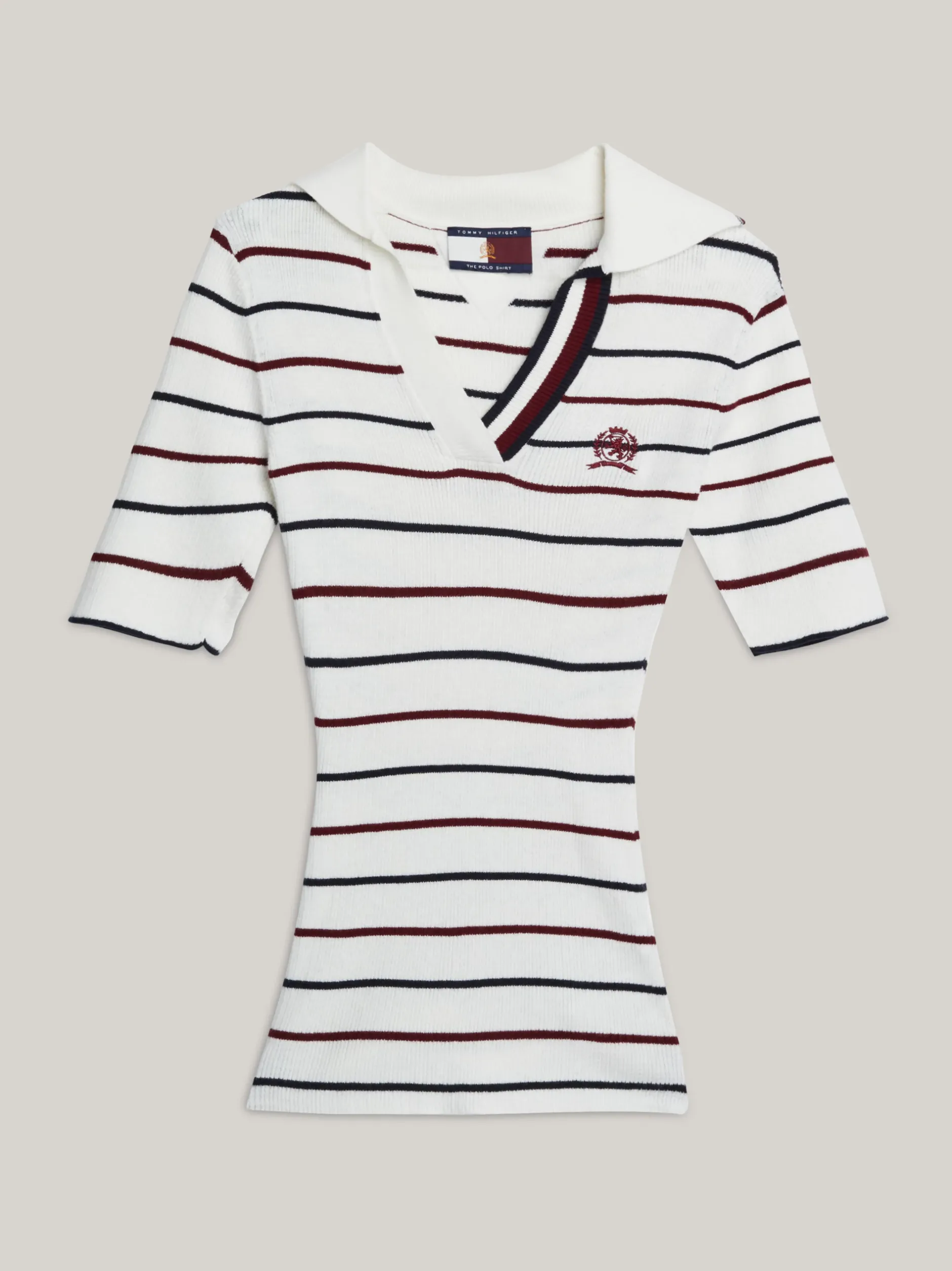 Swetry|Dzianina*Tommy Hilfiger Sweter Z Krótkimi Rękawami I Emblematem ECRU