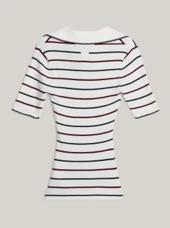 Swetry|Dzianina*Tommy Hilfiger Sweter Z Krótkimi Rękawami I Emblematem ECRU