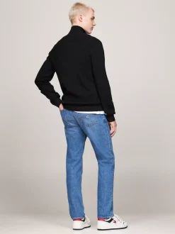 Swetry|Dzianina*Tommy Hilfiger Sweter Z Mieszanki Wełny Z Naszywką Tommy BLACK