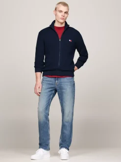 Swetry|Dzianina*Tommy Hilfiger Sweter Z Mieszanki Wełny Z Naszywką Tommy DARK NIGHT NAVY