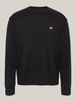 Swetry Z Okrągłym Dekoltem|Swetry*Tommy Hilfiger Sweter Z Naszywką Tommy BLACK