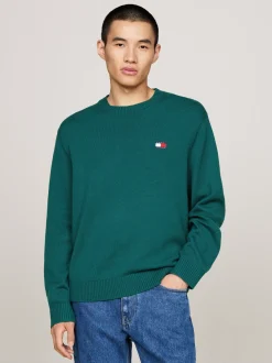 Swetry Z Okrągłym Dekoltem|Swetry*Tommy Hilfiger Sweter Z Naszywką Tommy DEEP SEAWATER