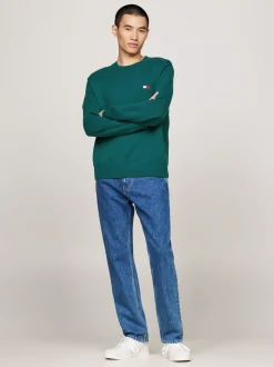 Swetry Z Okrągłym Dekoltem|Swetry*Tommy Hilfiger Sweter Z Naszywką Tommy DEEP SEAWATER