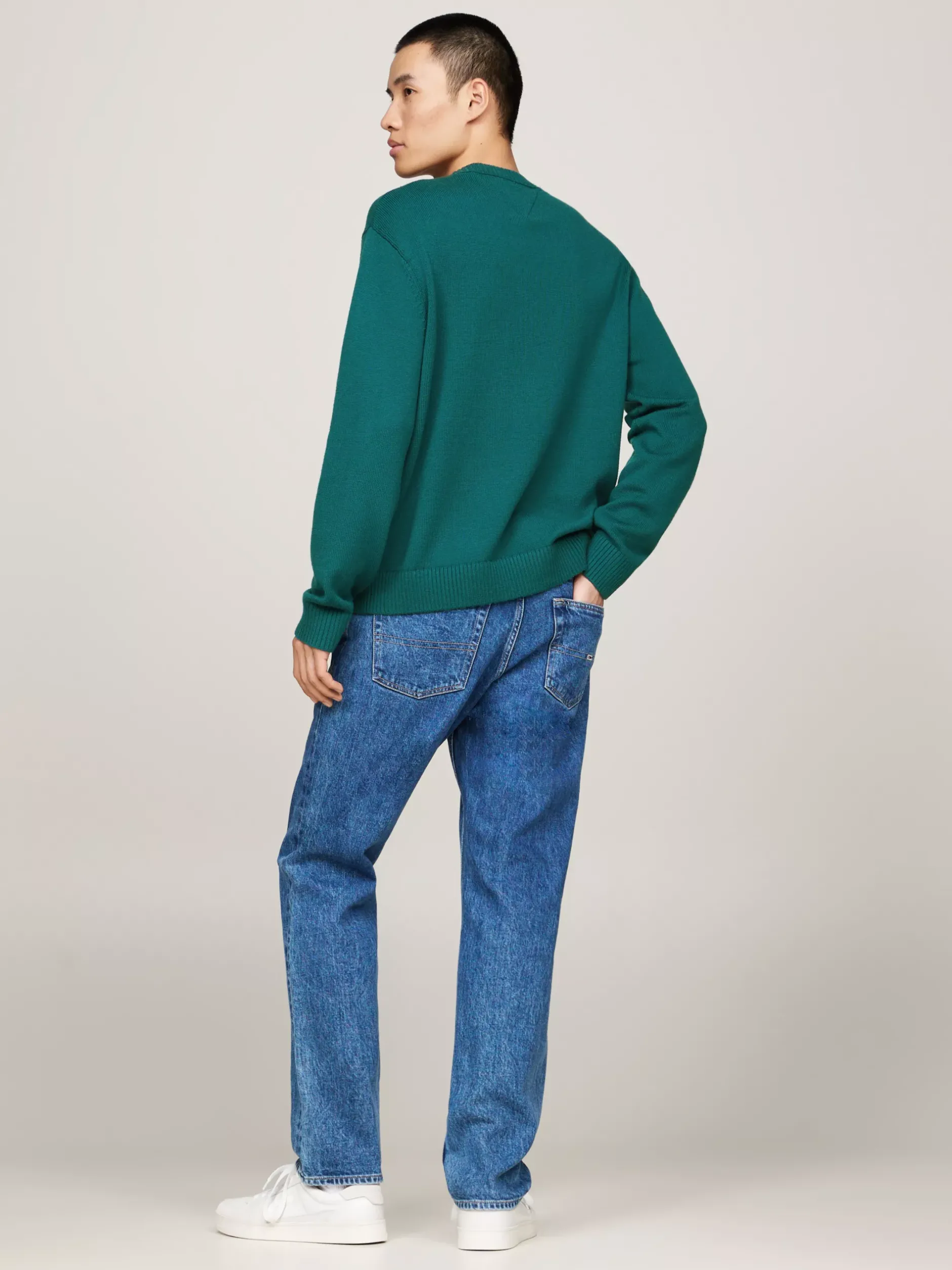 Swetry Z Okrągłym Dekoltem|Swetry*Tommy Hilfiger Sweter Z Naszywką Tommy DEEP SEAWATER