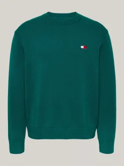 Swetry Z Okrągłym Dekoltem|Swetry*Tommy Hilfiger Sweter Z Naszywką Tommy DEEP SEAWATER