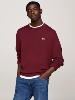 Swetry Z Okrągłym Dekoltem|Swetry*Tommy Hilfiger Sweter Z Naszywką Tommy DEEP ROUGE