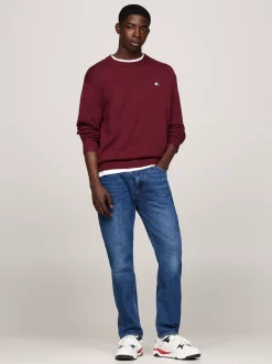 Swetry Z Okrągłym Dekoltem|Swetry*Tommy Hilfiger Sweter Z Naszywką Tommy DEEP ROUGE
