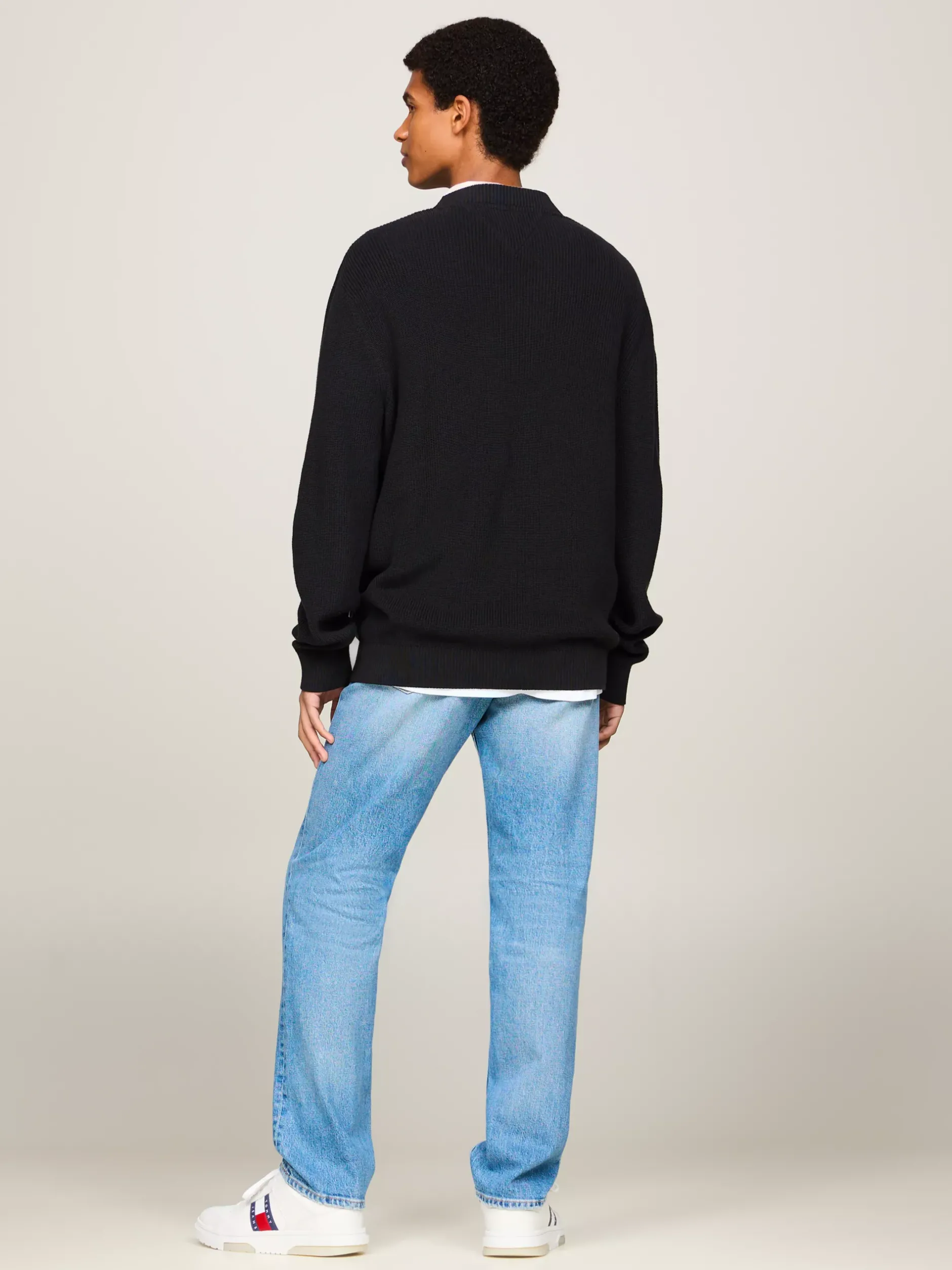 Swetry Z Okrągłym Dekoltem|Swetry*Tommy Hilfiger Sweter Z Naszywką Z Mozaikową Flagą BLACK