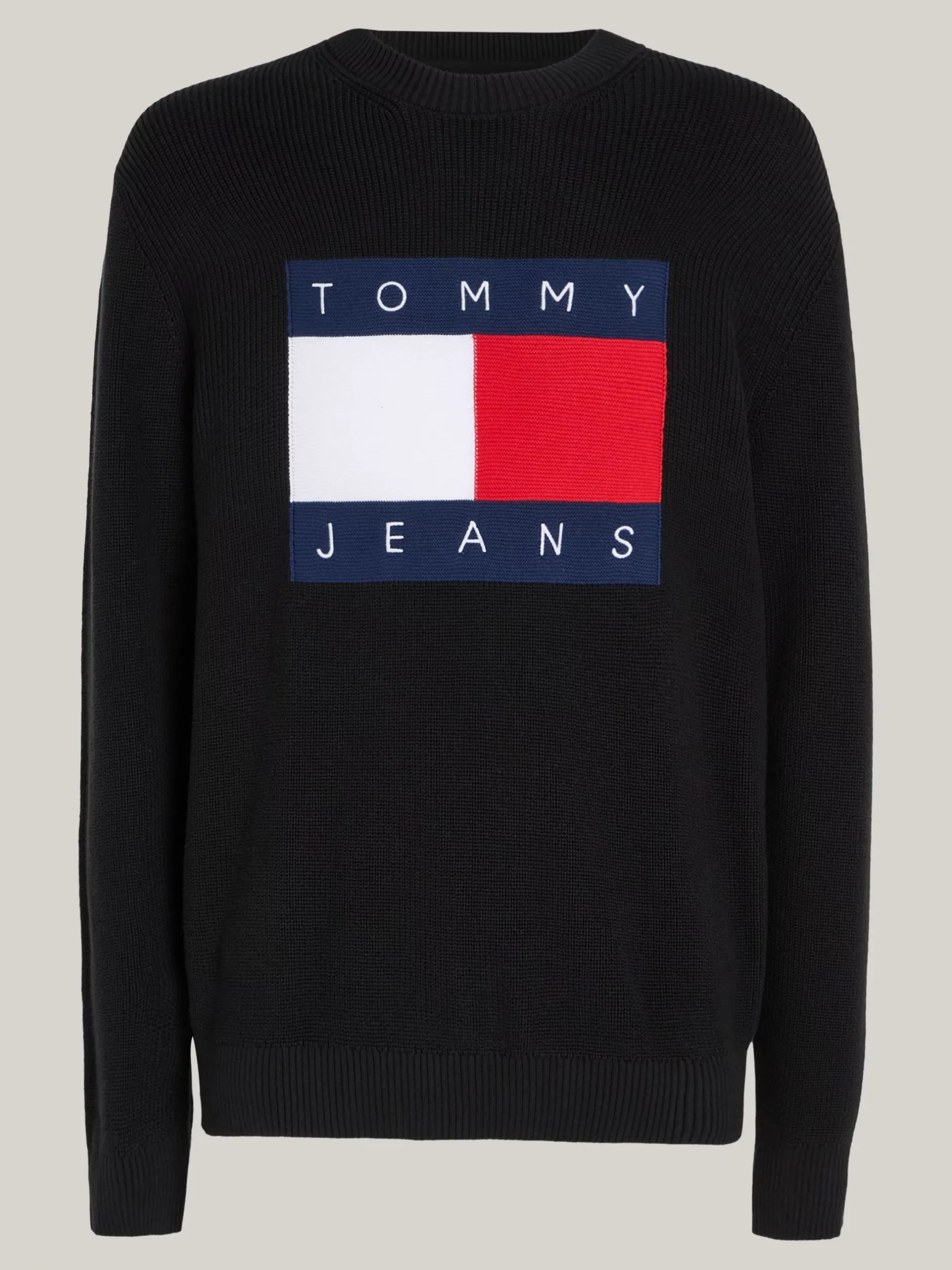 Swetry Z Okrągłym Dekoltem|Swetry*Tommy Hilfiger Sweter Z Naszywką Z Mozaikową Flagą BLACK