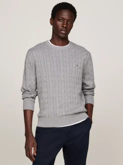 Swetry Z Okrągłym Dekoltem|Swetry*Tommy Hilfiger Sweter Z Okrągłym Dekoltem MEDIUM GREY HEATHER