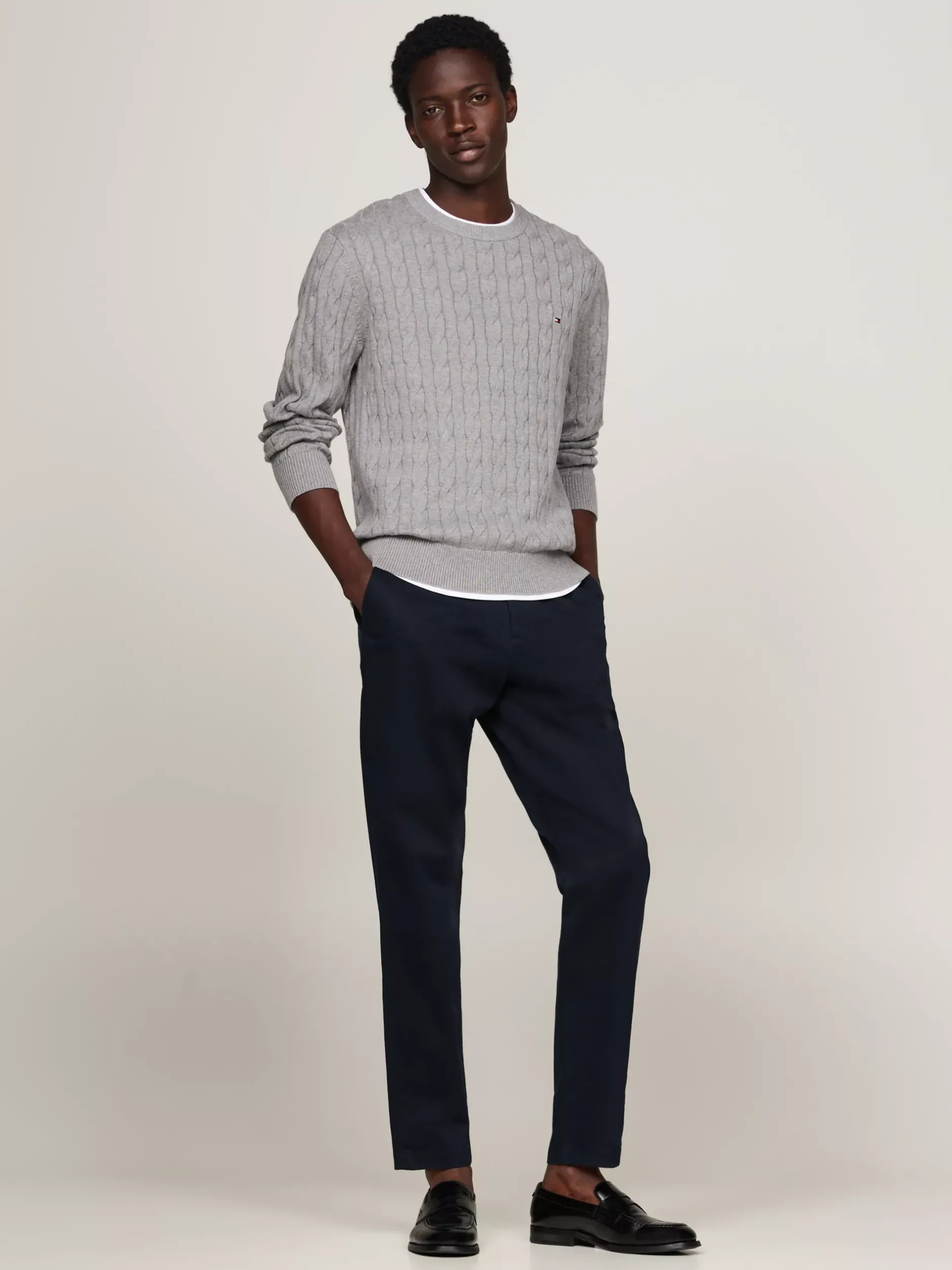Swetry Z Okrągłym Dekoltem|Swetry*Tommy Hilfiger Sweter Z Okrągłym Dekoltem MEDIUM GREY HEATHER
