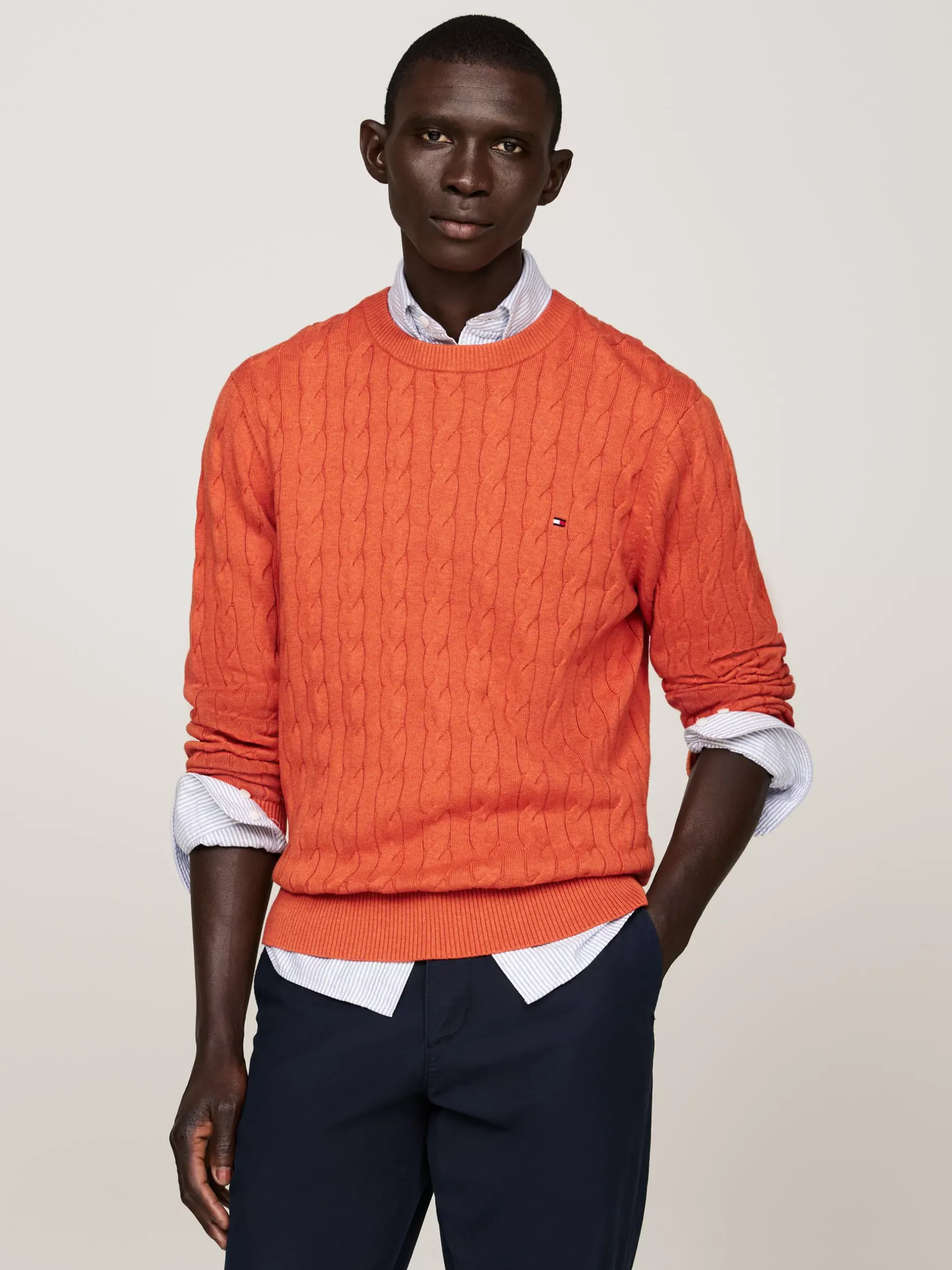 Swetry Z Okrągłym Dekoltem|Swetry*Tommy Hilfiger Sweter Z Okrągłym Dekoltem ORANGE THUNDER HEATHER