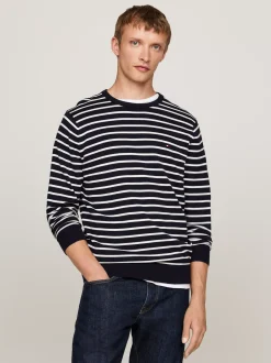 Swetry Z Okrągłym Dekoltem|Swetry*Tommy Hilfiger Sweter Z Okrągłym Dekoltem I Flagą DESERT SKY/ IVORY