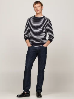 Swetry Z Okrągłym Dekoltem|Swetry*Tommy Hilfiger Sweter Z Okrągłym Dekoltem I Flagą DESERT SKY/ IVORY