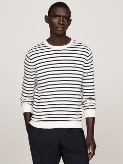 Swetry Z Okrągłym Dekoltem|Swetry*Tommy Hilfiger Sweter Z Okrągłym Dekoltem I Flagą IVORY/DESERT SKY