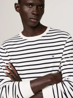 Swetry Z Okrągłym Dekoltem|Swetry*Tommy Hilfiger Sweter Z Okrągłym Dekoltem I Flagą IVORY/DESERT SKY