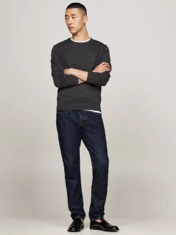 Swetry|Swetry Z Okrągłym Dekoltem*Tommy Hilfiger Sweter Z Okrągłym Dekoltem I Flagą DARK GREY HTR