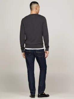 Swetry|Swetry Z Okrągłym Dekoltem*Tommy Hilfiger Sweter Z Okrągłym Dekoltem I Flagą DARK GREY HTR